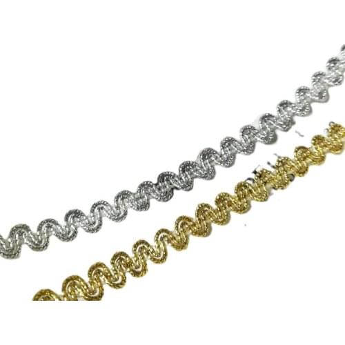 1M High Quality Silver Gold Lace Fabric Applique Lace Trim Ribbon Guipure Fabric Laces Sewing Trimmings dentelle encajes YU49