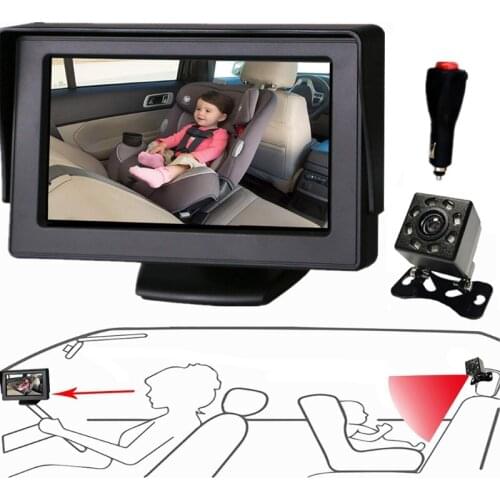 4.3inch Baby Child Car Seat Mirror USB Socket Infants Safety Back Seat Monitor with Night Vision Camera 140°-150°Angle