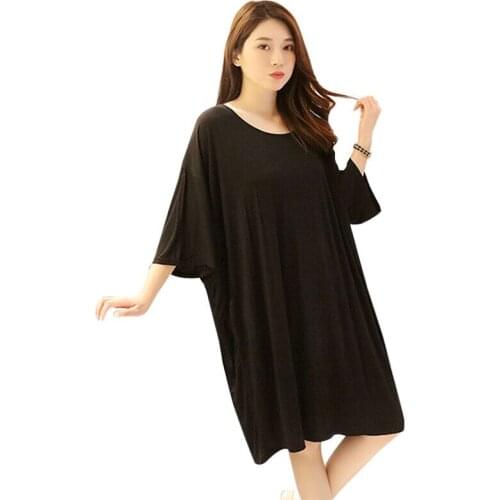 Women Nightgown Summer Sleepwear Casual Night Dress Plus Size 100KG Half Sleeve Dresses Women Loose Nightdress Home Clothes