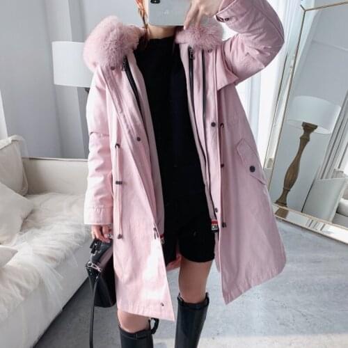 Fox Rex Collar Rabbit Real Fur Parka for Clothes 2020 Winter Coat Women Abrigo MujerYY220