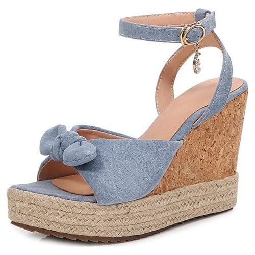 Sandal womens summer 2021 new style with bow wedges, ultra-high heels, platform, platform and platform casual shoes