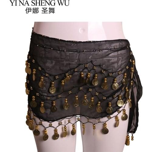 1Pc Women cheap Belly Dance Hip Scarf Accessories 3 layers Belts Belly Dancing Tone Coins Waist Chain Wrap Adult Dance Wear Belt