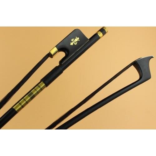 1 pc New PRO black 4/4 full size Carbon fiber cello bow ebony frog inlaid copper flower Free Shipping
