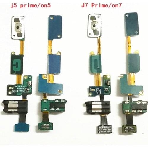 10pcs/lot home button flex cable with headphone jack for Samsung Galaxy ON5 J5 Prime G5700 ON7 J7 Prime G6100