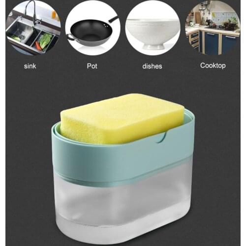 2-in-1 Soap Pump Dispenser With Sponge Holder Liquid Dispenser Container Hand Press Soap Organizer Kitchen Cleaner Tools New