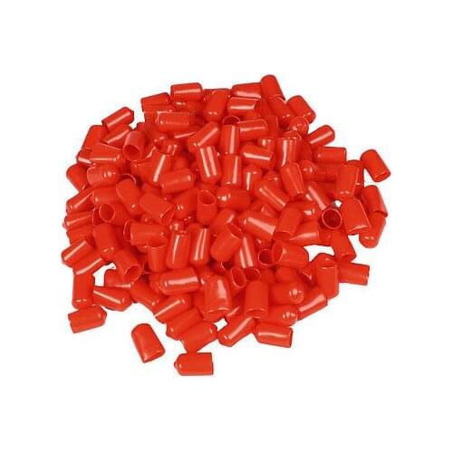 200 Pcs 22mm Height 12mm Inner Dia Round Tip Red PVC Insulated End Caps