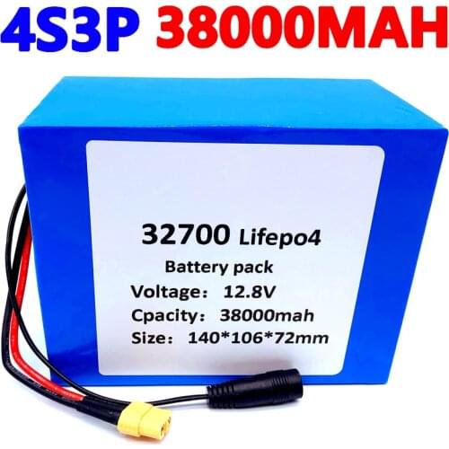 32700 Lifepo4 Battery Pack 4S3P 12.8V 38000mAh 4S 38A 100A Balanced BMS for Electric Boat and Uninterrupted Power Supply 12V