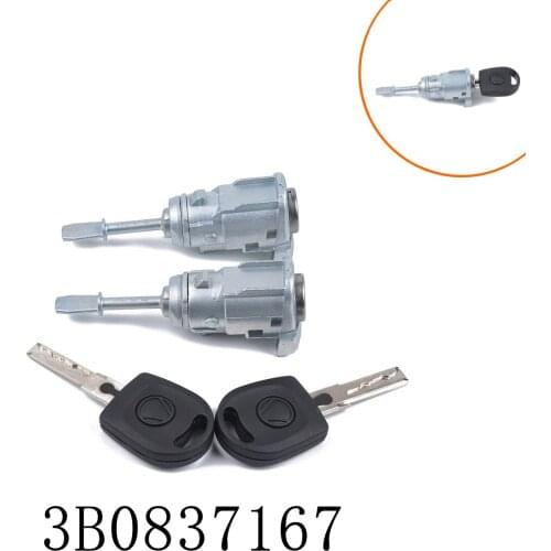 Car Left +Right Door Lock Cylinder Vehicle Door Safety Lock Core Accessories Relacement 3B0837167 for Passat 3B Lupo