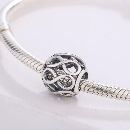 925 Sterling Silver Openwork Infinity Fancy Design Charms Pendant Bracelet Fashion Jewelry DIY Making For Original Pandora