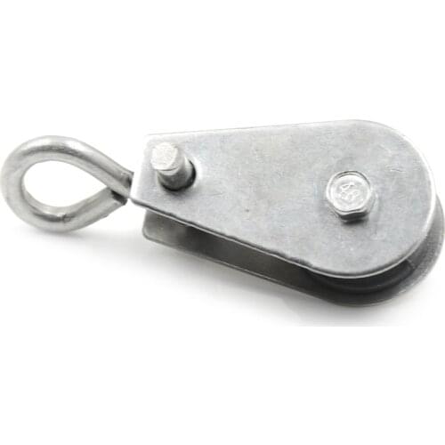 One Piece Durable Single Swivel Lifting 0.3" Rope Pulley Roller Block Sheave 0.03 Ton Metal Single Wheel