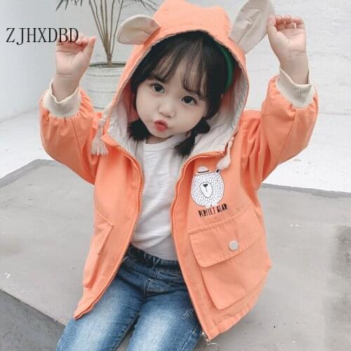 Cute Toddler Girls Jackets Autumn Kids Outerwear Hooded Girl Coats Baby Jacket Boys Trench Infant Windbreaker Children Clothes