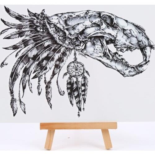 Dinosaur skull dreamcatcher waterproof temporary tattoos men tattoo sleeves tatuajes temporales tatouagens tattoo stickers xha