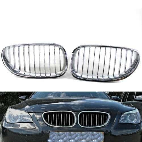 Chrome Silver Grilles Grill For BMW E60 E61 Touring M5 5 Series 2003-09 535i 530i 528i 525i