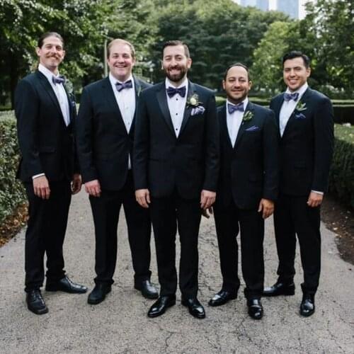 Handsome Black Men Wedding Tuxedos One Button Peaked Lapel Formal Groom Wear 2 Pieces Business Work Blazer(Jacket+Pants)