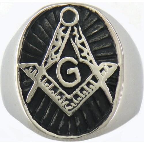 FANSSTEEL Stainless Steel Freemansory Jewelry Master Mason Square and Ruler Masonic Ring FSR11W14