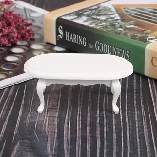 1:12 Scale Dollhouse Miniature Furniture Wooden White Teatable Coffee Table Doll House Decor Dolls Simulation Home Toy