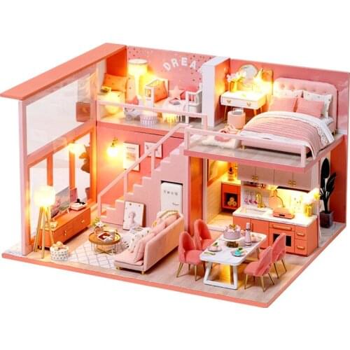 Diy Dollhouse Kids Toys Wooden Doll House Furniture Miniature Dollhouse Craft Puzzle Toys Early Educational Toys For Children