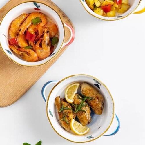 Salad Instant Noodles Baking Bowl keepods piastra Binaural Ceramic Single Cute Dessert Creative Personality Household