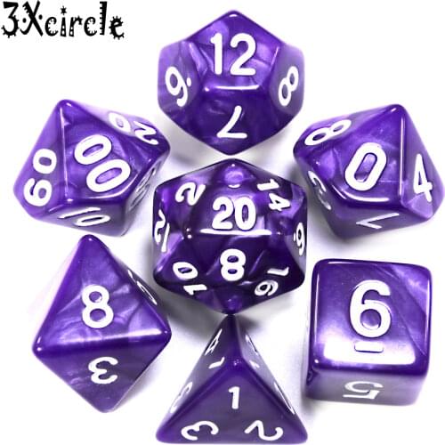 Brand New 7Pcs/Set Polyhedral for TRPG Games DnD Marble D4-D20 Multi Sides Dice Pop Game Gaming