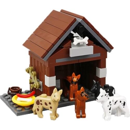 MOC Animal Sets Blocks Accessories Pet Dog House Model Educational Farm Toys For Children DIY Animals Kids Educational Toy Gifts