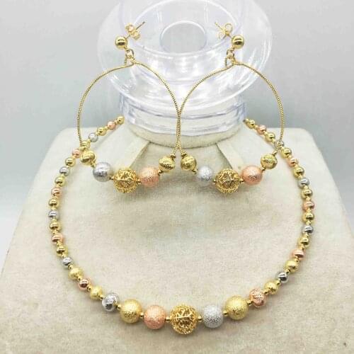 Wholesale fashion earrings/pendants/necklace 24K gold jewelry set for ladies birthday travel gift brides accessories