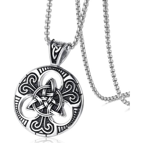 Diameter 50MM Stainless Steel Trinity Knot Pendant European and American style mens pendant N00660