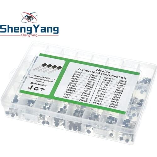 24Values TO-92 Transistor Assortment Assorted Kit Each BC327 BC337 BC517 BC547 BC548 BC549 2N2222 3906 3904 5401 5551 C945 1015
