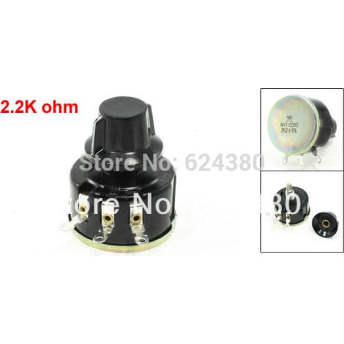 WX112(050) 2.2K 2K2 4K7 10K 22K 33KOHM 5% 5W 10mm Screw Thread Single Turn Rotary Wire Wound Potentiometer Carbon Pot w Knob Cap