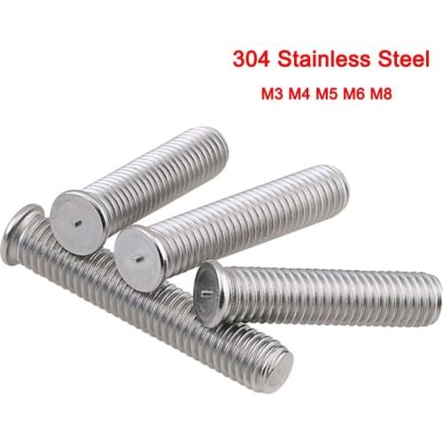 304 Stainless Steel Welding Screws Weld Threaded Studs Spot Welding Screws Point Nail For Capacitor Discharge M3 M4 M5 M6 M8