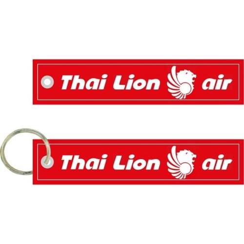 Thai Lion Air Zipper Pull Fabric Embroidery Key Chain Keyring Aviation Tags