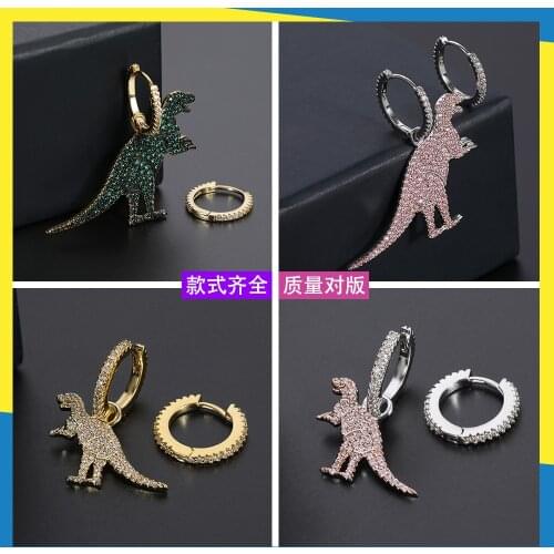 2020 new asymmetric dinosaur feminine bone dragon personality personality creative earrings women brand jewelry Cute Exquisite