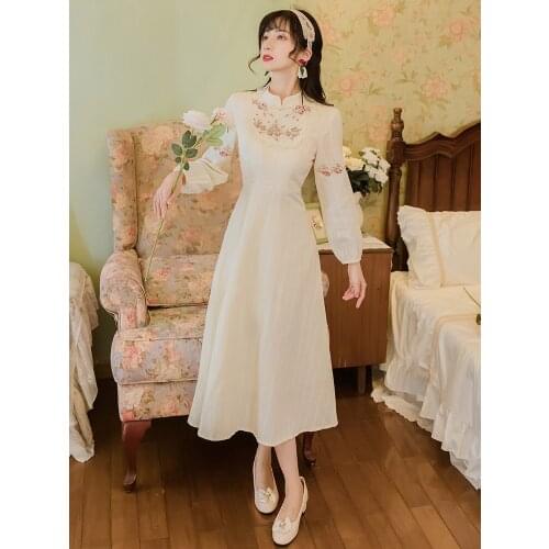 2020 new fashion womens clothing Mandarin Collar Full Vintage dresses dress women