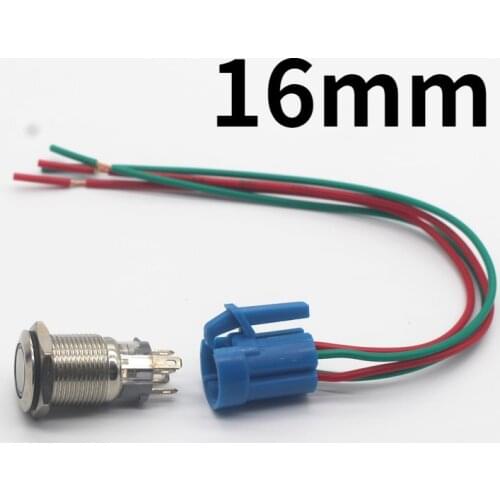 16mm Waterproof Oxidized Black Metal Button Switch with LED Lamp Momentary Latching PC Power Switch 3V 5V 6V 12V 24V 220V