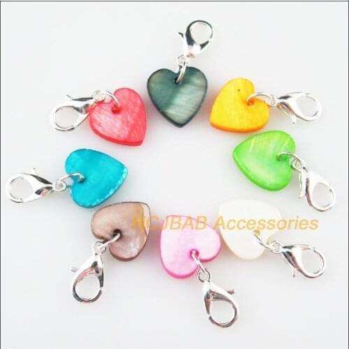 16Pcs Silver Plated Mixed Shell Heart Charms Connectors Clasps