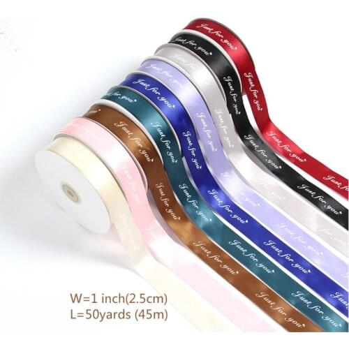 2.5cm 45m Printed Silk Satin Ribbon Flower Packing Wedding Party Decoration Invitation Card Gift Wrapping Gift Wrap JUST FOR YOU