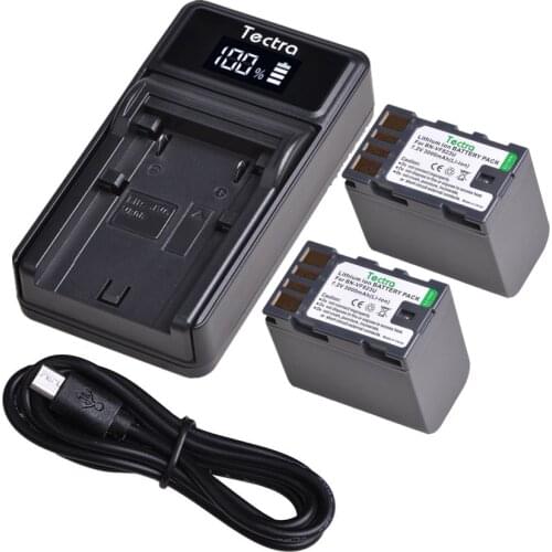 Tectra 2pc BN-VF823 BN-VF823U BNVF823 BNVF823U Li-ion Battery for JVC GR-D720US GR-D728 GR-D750US GR-D771+LED USB Charger