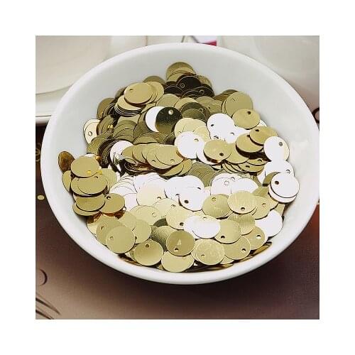 360pcs Large Round Sequins 20mm PVC Sequin Flat Round Paillette Hologram Sequins Decoration With Side Hole Light Gold