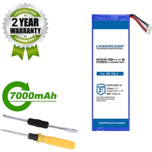 LOSONCOER Battery 7000mAh GSP872693 01 Battery For JBL Flip 4 Flip4, Flip 4 Special Edition Speakers Battery Free Tools