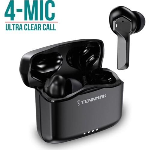4 Mics Wireless Earbuds Calls Noise Cancelling Bluetooth 5.2 Earphones TENNMAK PRO-ENC w/ 40Hrs & Volume Control & HiFi & IPX5