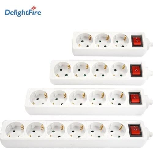 Power Strip EU Sockets 3/4/5/6 Socket AC Outlets EU Plug 16A Electrical Extension Cord Control Switch 1.5m Cord Residential