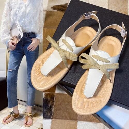 Flat Bottom Fashion Solid Color Ladies Sandals Summer New Style College Style Wild Retro Roman Shoes Large Size 36-41