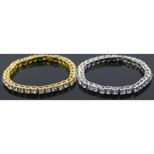 5mm Mens/Women AAA+ Tennis Bracelet Hip Hop Jewelry Iced Out 1 Row Gold Charms Bracelet For Gifts