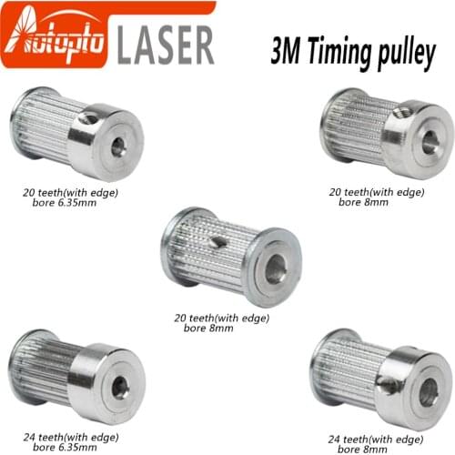CO2 Laser Metal Parts Synchronous HTD 3M Gear Pulley 6.35/8/12mm for DIY CO2 Laser Engraving Cutting Machine