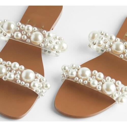 Classic Casual Womens Sandals Fashion Flat Womens Slippers Pearl Comfort Womens Beach Shoes Zapatillas Mujer Damen Pumps New