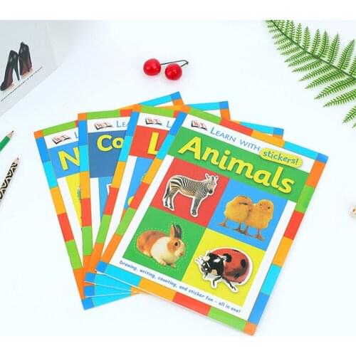 Learn with stickers scene sticker book for kids Early childhood education enlightenment Puzzle Book Childrens gifts free ship