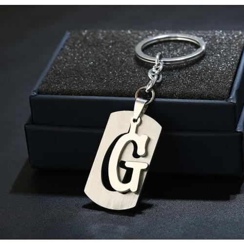 Metal Keychain Women Car Key Ring NEW DIY A-Z Letters Key Chain For Men Simple Letter Name Key Holder Party Gift Jewelry