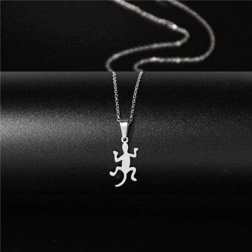Stainless Steel Minimalist Jewelry Cartoon Lizard Pendant Necklace Fashion Little Gecko Choker Wholesale