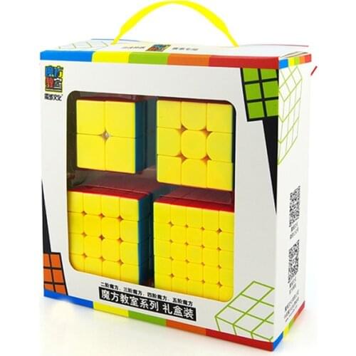 MoYu Mofangjiaoshi 2x2 3x3x3 4x4x4 5x5 magic cube Positive Order Combination Suit Magic Cube Set Include for Brain Training