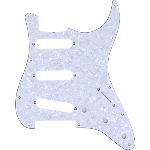 Musiclily Pro 11-Hole 62 Vintage Style SSS Strat Guitar Pickguard for American Stratocaster 62, 4Ply White Pearl