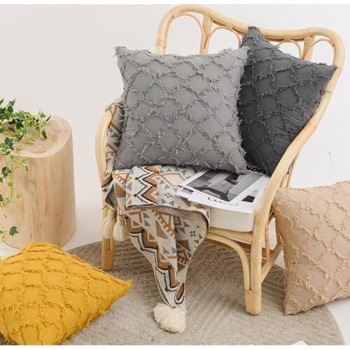 Cotton Linen Cushion Cover Gray Pillow Cover For Sofa Living Room 45*45 Nordic Decorative Pillows for Home Decor